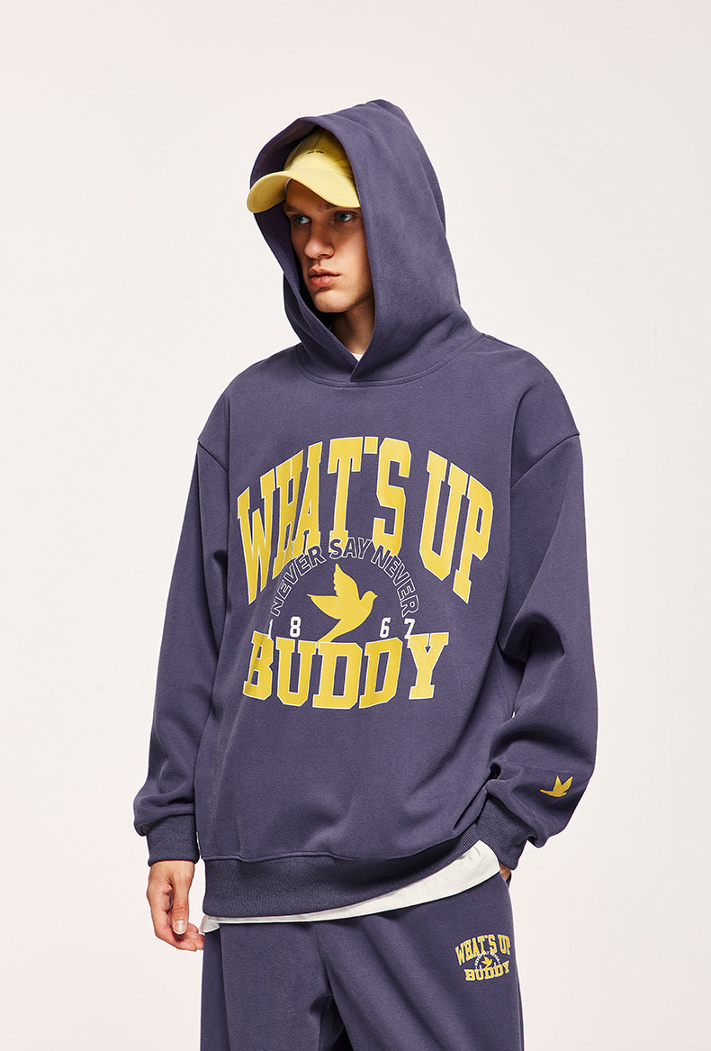 Heavy 320g Sanding Double-sided College Printed Casual Suit Autumn And Winter New Sweater Pants