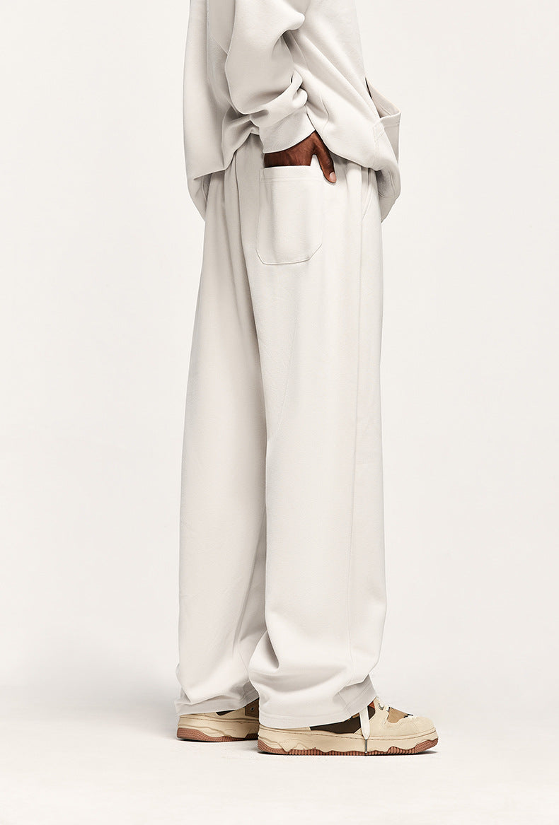 320g Sanding Embroidered Wide Leg Pants Fall/Winter New High Street Rainbow Drawstring Loose Men's Pants