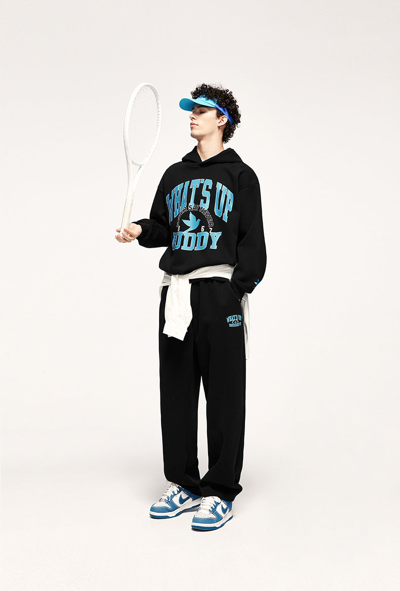Heavy 320g Sanding Double-sided College Printed Casual Suit Autumn And Winter New Sweater Pants