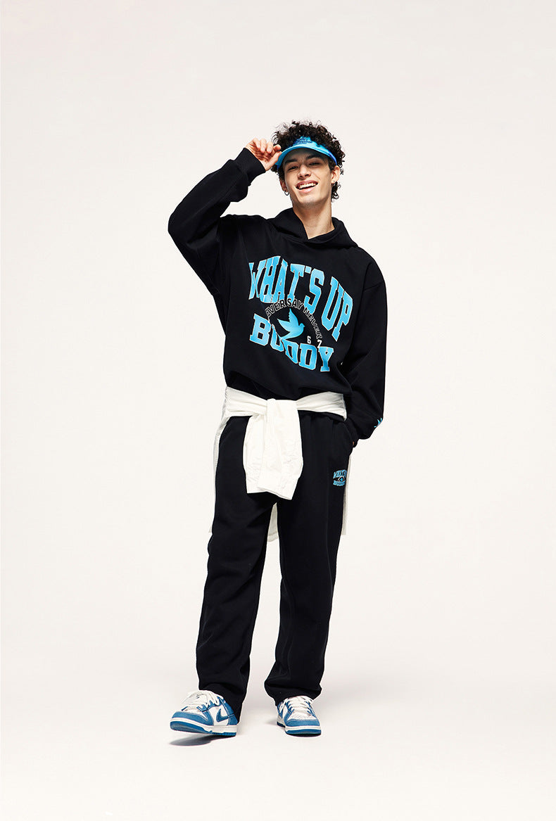 Heavy 320g Sanding Double-sided College Printed Casual Suit Autumn And Winter New Sweater Pants