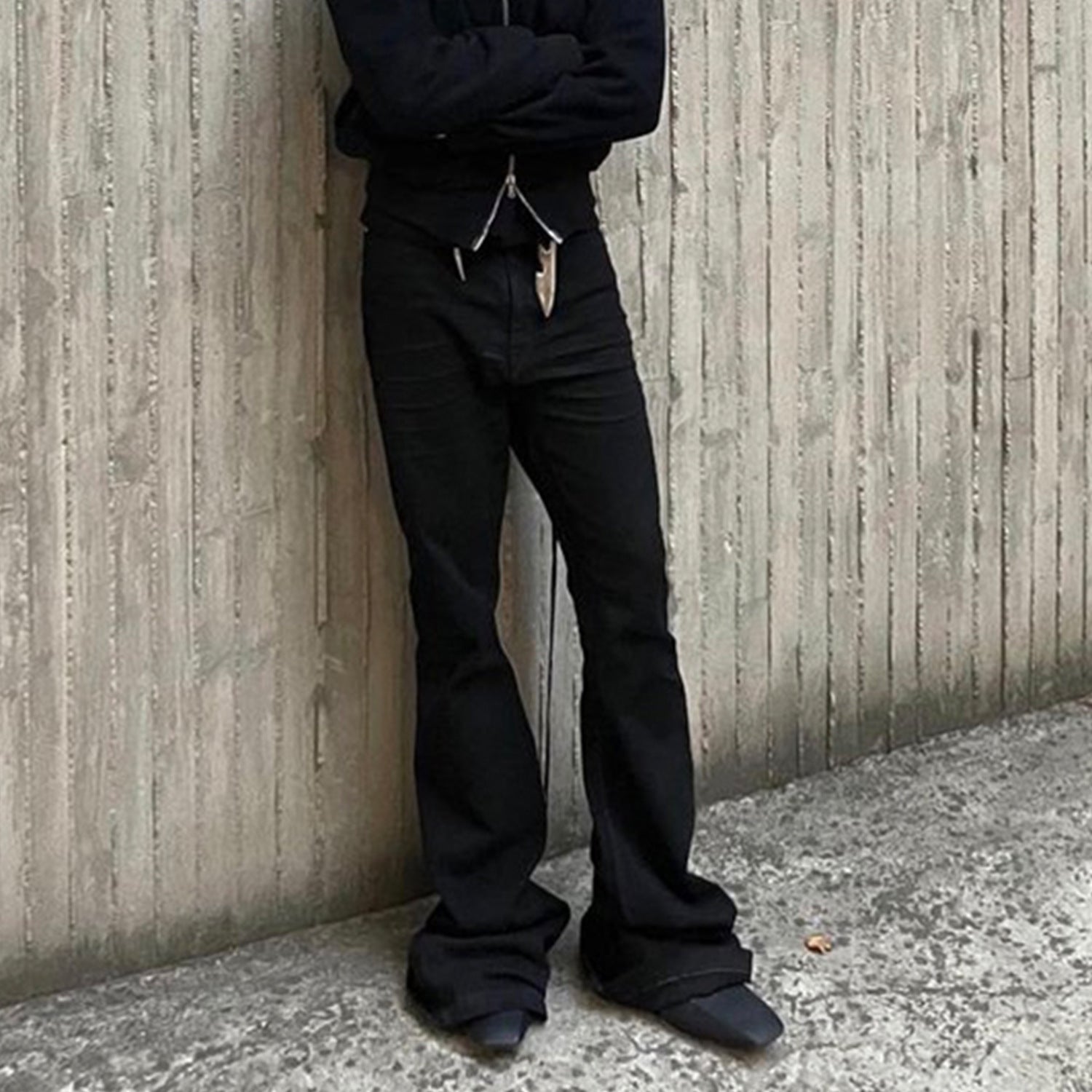Men's Women's Spring And Summer Hip Hop Style Unisex Trousers Black Trendy Trailing Wide Leg Flared Jeans
