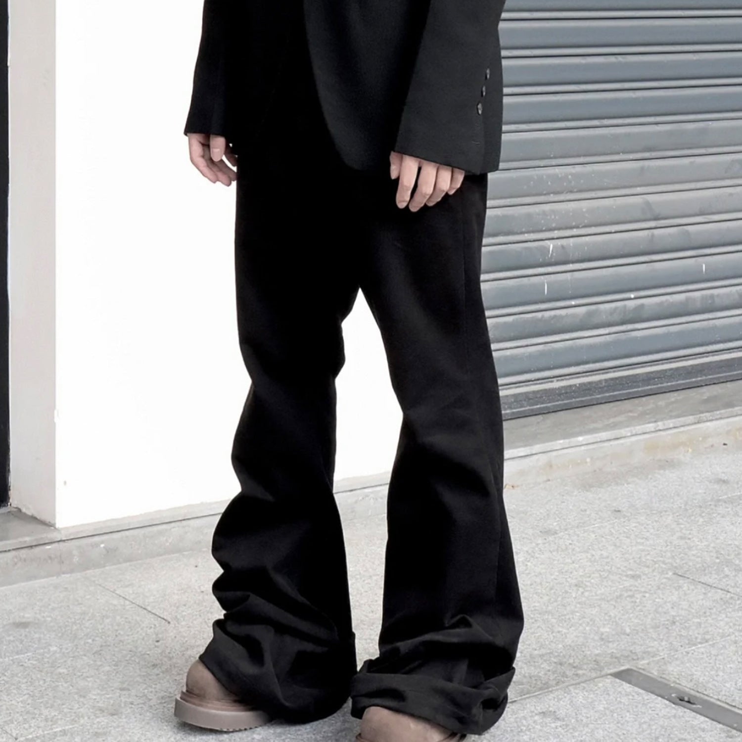 Men's Women's Spring And Summer Hip Hop Style Unisex Trousers Black Trendy Trailing Wide Leg Flared Jeans