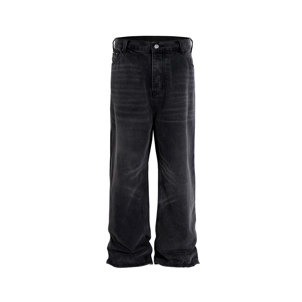 Men's And Women's Urban Washed Old Pants Wax Glow Face Fried Salt Scanned Jeans