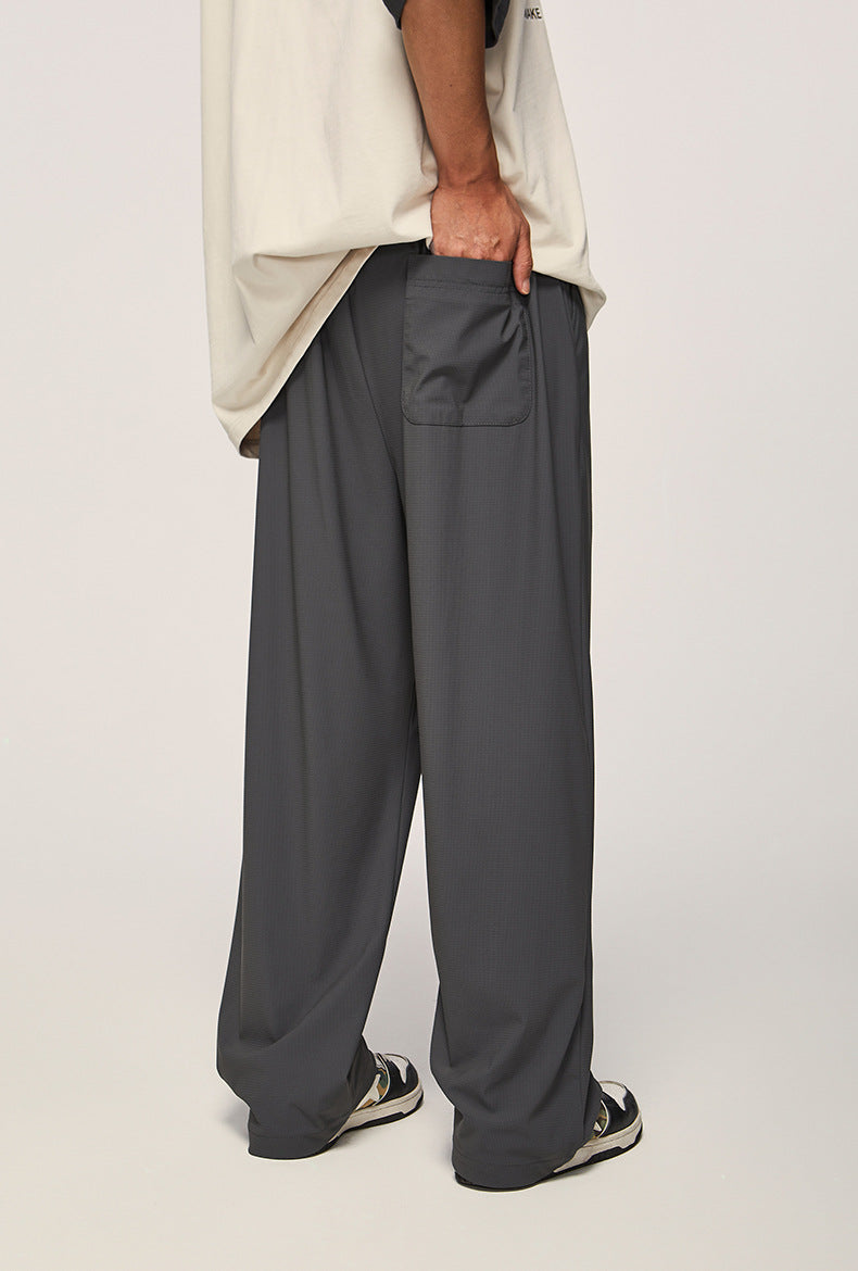 Plaid Quick-drying Air-conditioning Pants New High-elasticity Cool-feeling Wide-leg Pants For Autumn And Winter