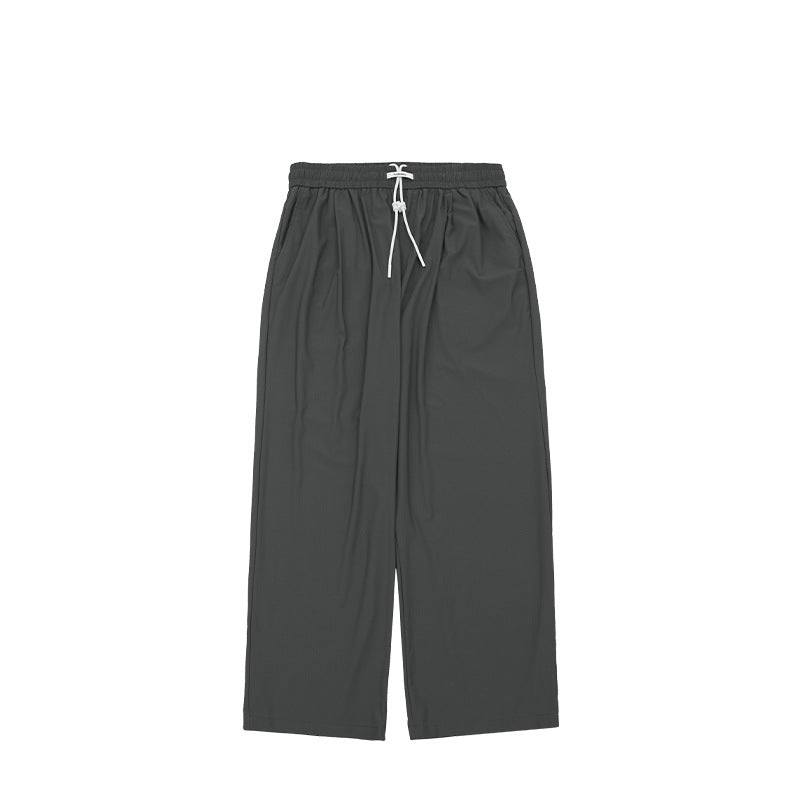 Street Check Quick-drying Air-conditioning Pants Autumn And Winter New High Elastic Cool Feeling Wide Leg Pants For Men And Women