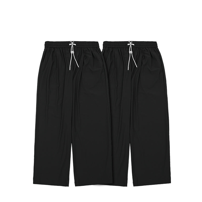 Plaid Quick-drying Air-conditioning Pants New High-elasticity Cool-feeling Wide-leg Pants For Autumn And Winter