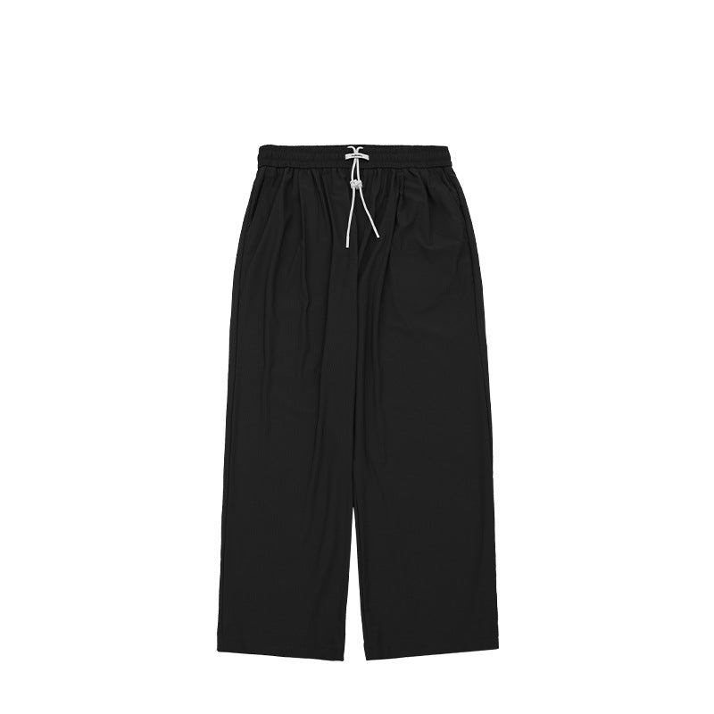 Street Check Quick-drying Air-conditioning Pants Autumn And Winter New High Elastic Cool Feeling Wide Leg Pants For Men And Women