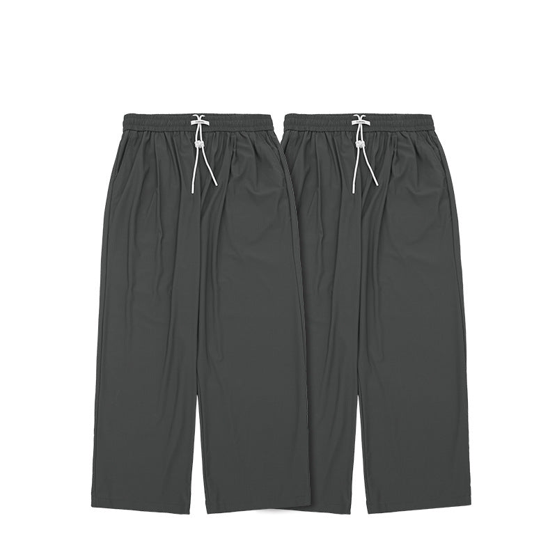 Plaid Quick-drying Air-conditioning Pants New High-elasticity Cool-feeling Wide-leg Pants For Autumn And Winter