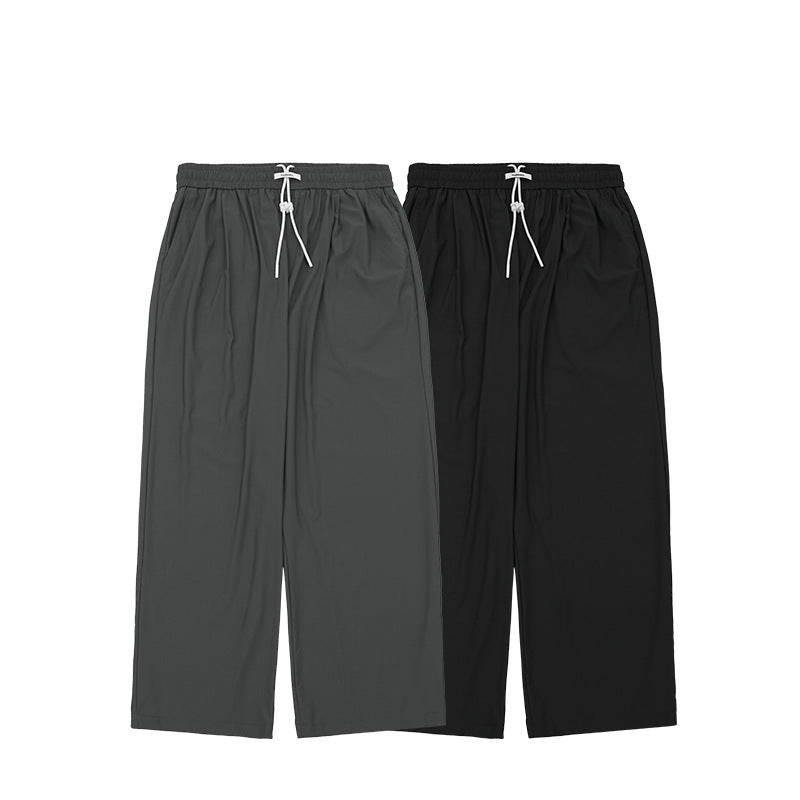 Plaid Quick-drying Air-conditioning Pants New High-elasticity Cool-feeling Wide-leg Pants For Autumn And Winter