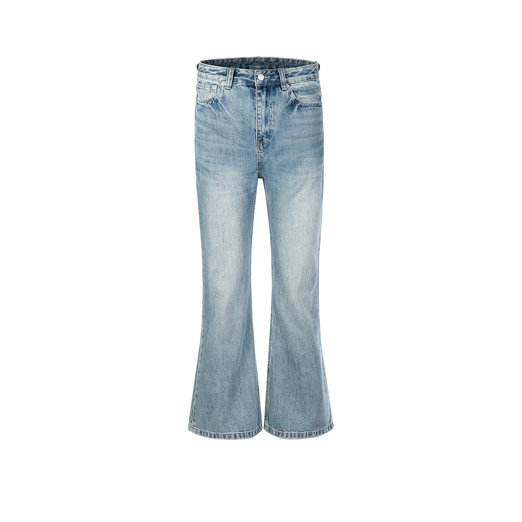 Men's Wear Women's Spring And Summer Urban Washed Trousers Unisex Dressed Micro-flared Blue Jeans