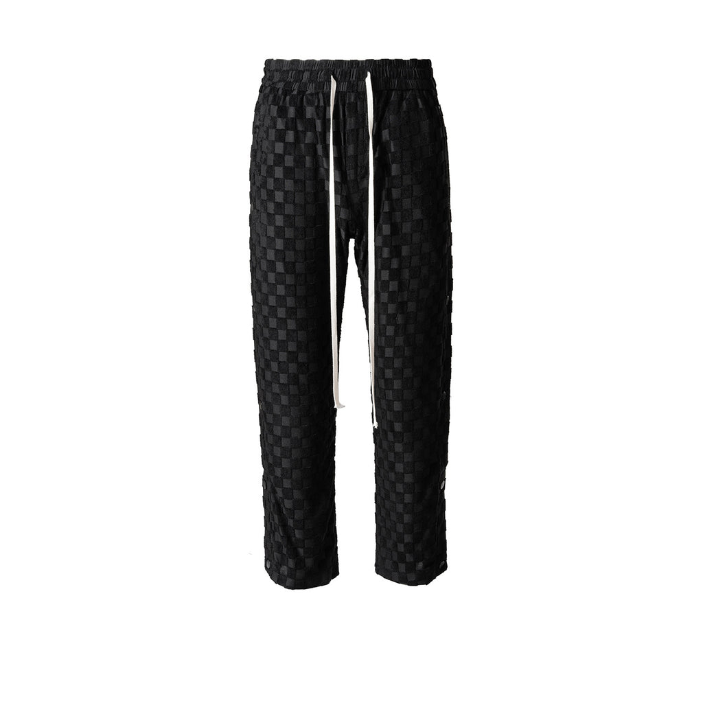 Men's Women's Spring And Summer Hip-Hop Checkerboard Pants Neutral Breasted Towel Fabric Casual Trendy Pants