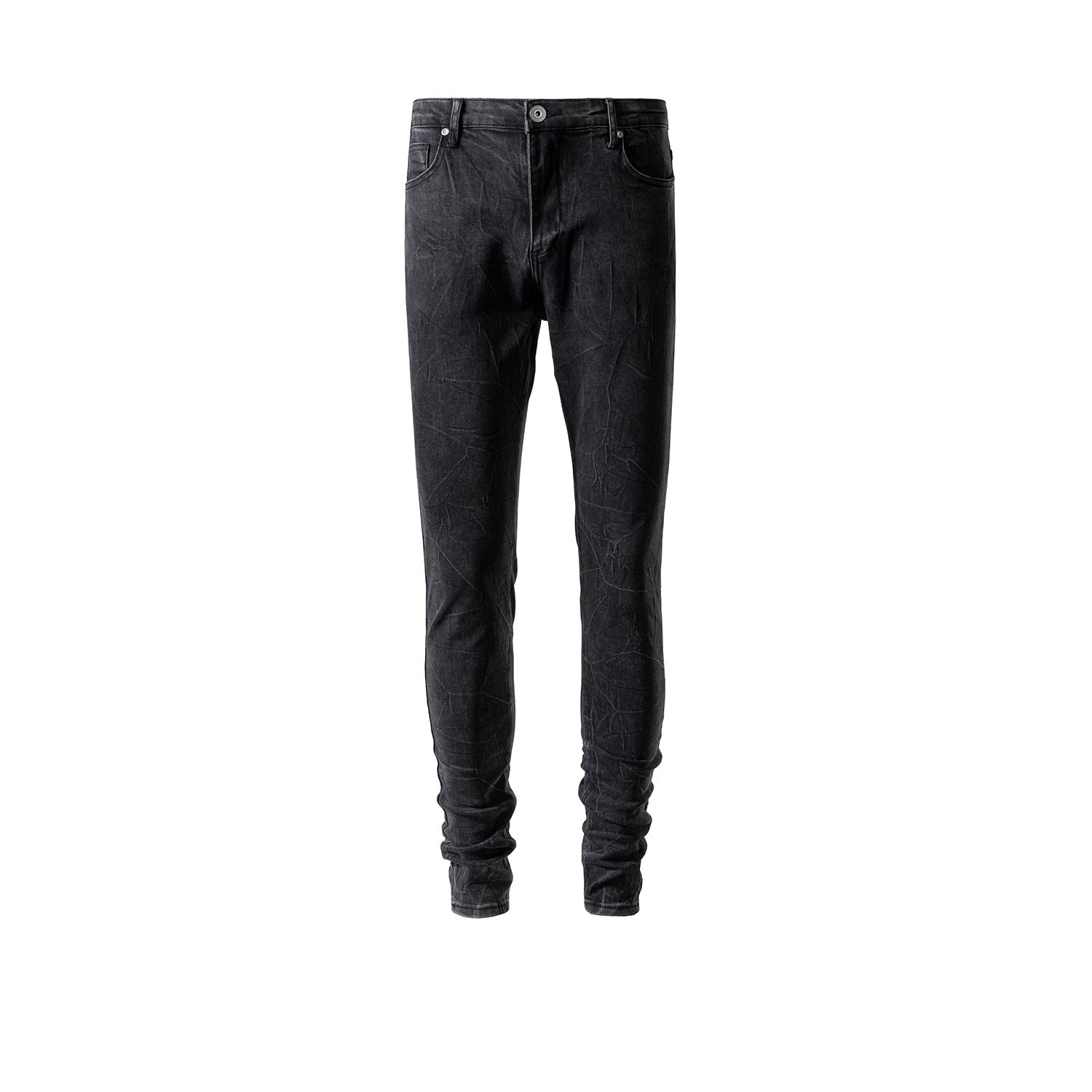 Men's Women's Spring And Summer Urban High Street Slim-fit Snowflake Washed Slim-fit Trousers Unisex Black Jeans