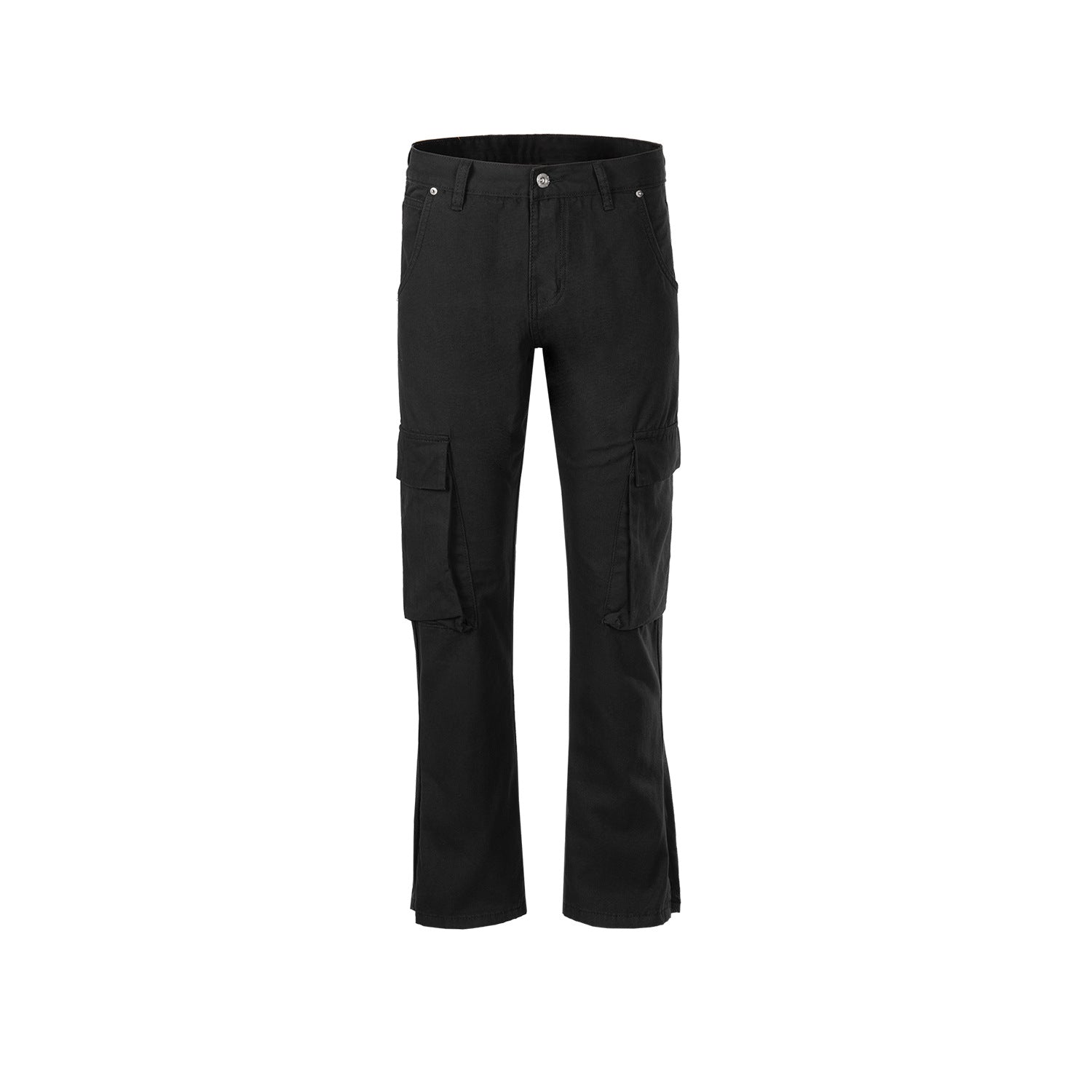 Men's And Women's Urban Slim-Fit Leg Wide Leg Trousers Unisex Black Jeans With Button Leg