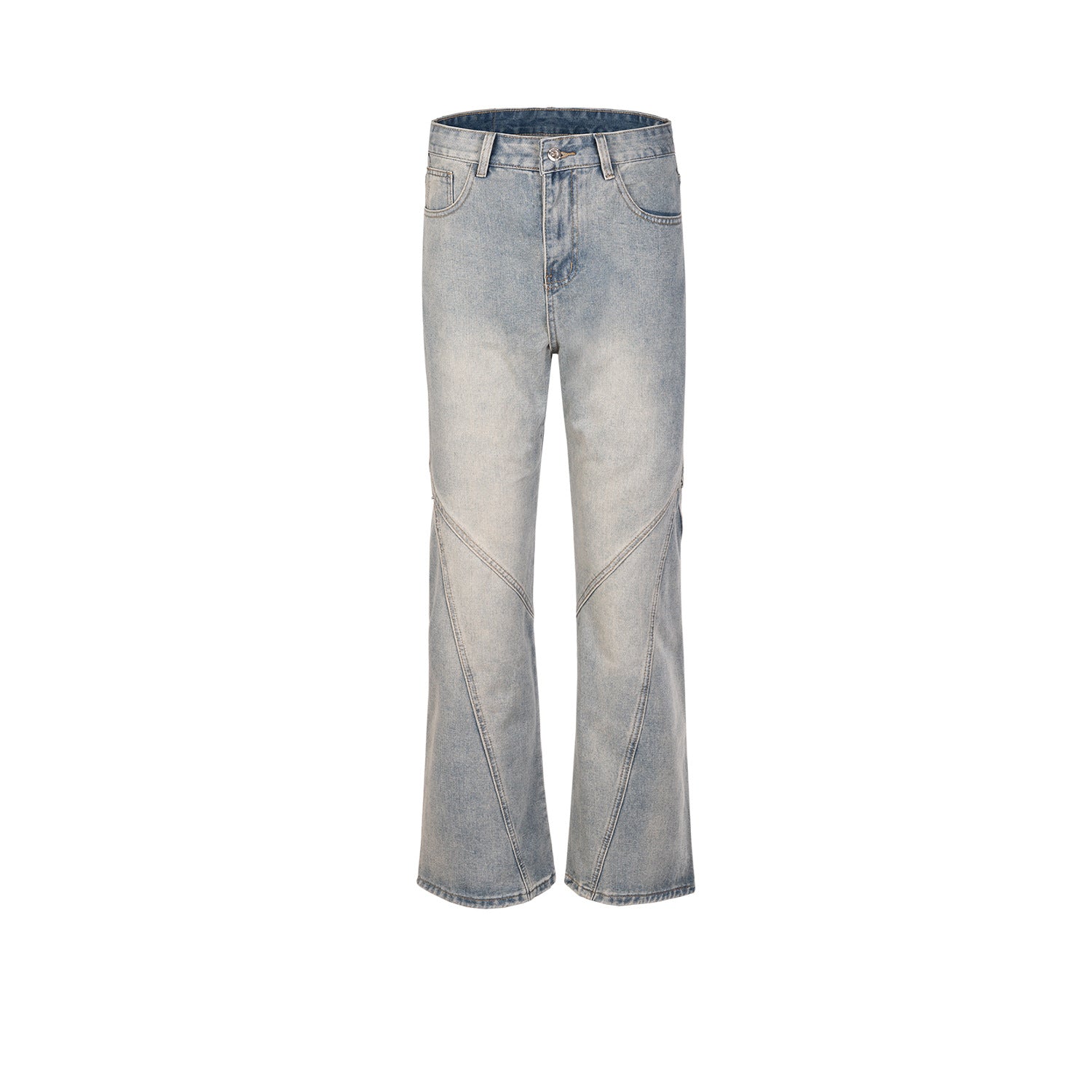 Men's Wear Women's Urban Spiral Stitching Trousers Men's And Women's Same-style Washed Old Weila High Street Blue Jeans