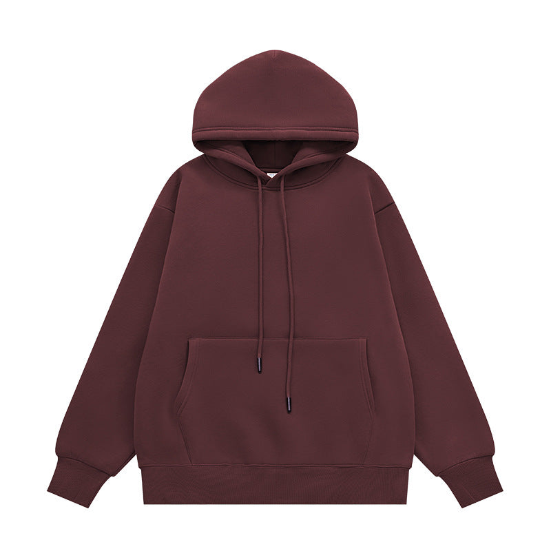Autumn And Winter Tide Brand Plus Velvet Padded Hooded Solid Color Sweater Set For Cross-border