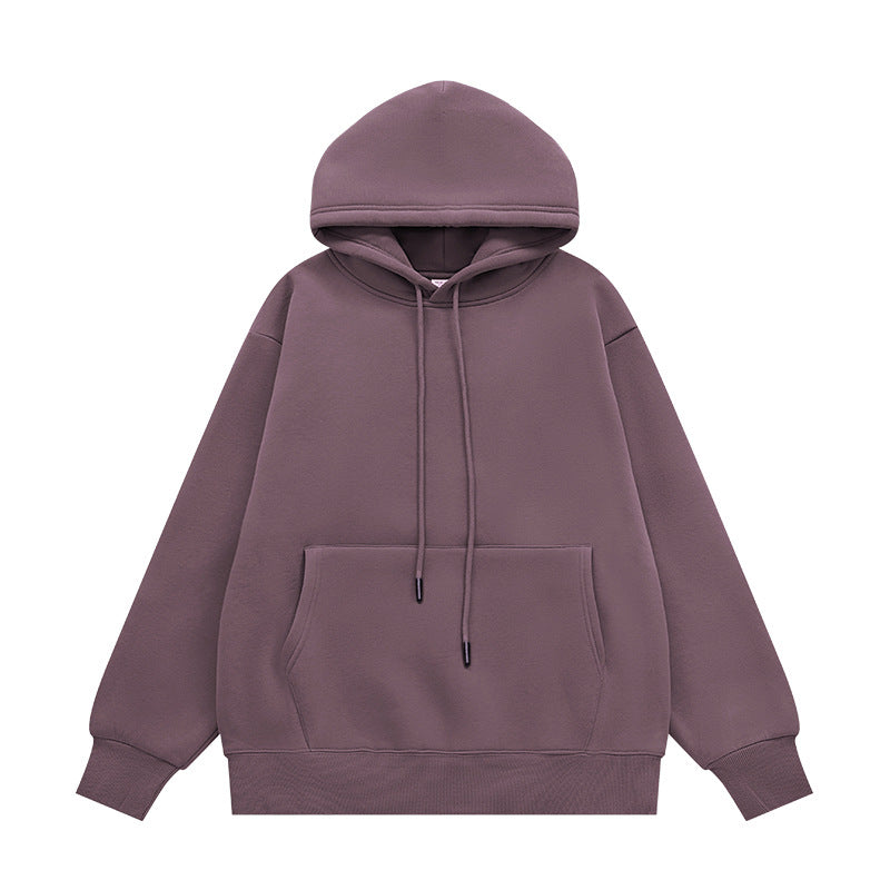 Autumn And Winter Tide Brand Plus Velvet Padded Hooded Solid Color Sweater Set For Cross-border