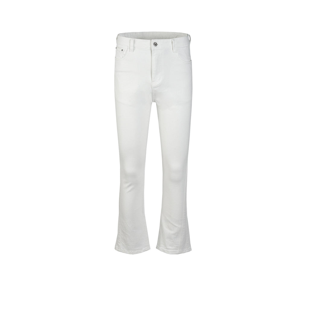 Women's Clothing Men's Spring And Summer Urban Micro-La Pants Unisex Gender-Free Stitching Washed Slim-Fit Jeans