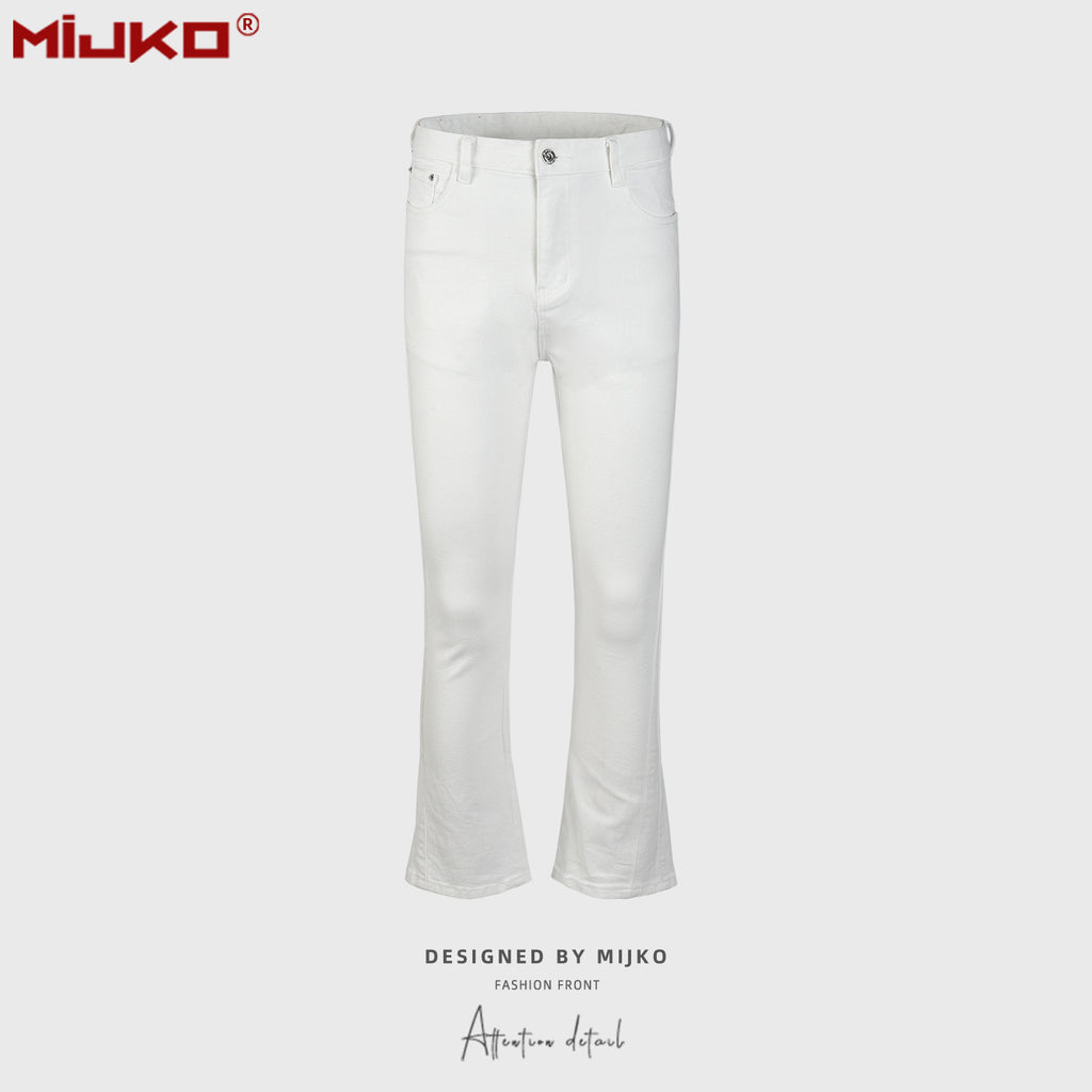 Women's Clothing Men's Spring And Summer Urban Micro-La Pants Unisex Gender-Free Stitching Washed Slim-Fit Jeans