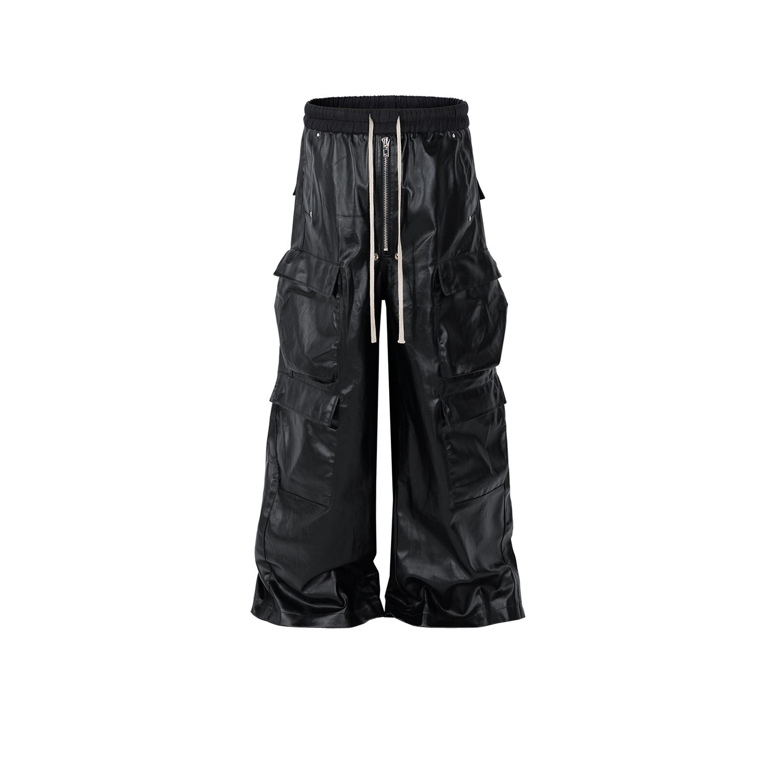 Men's And Women's Style Matte Surface Coated Coil Pants Men's And Women's Same Style Sliding Casual Pants Black