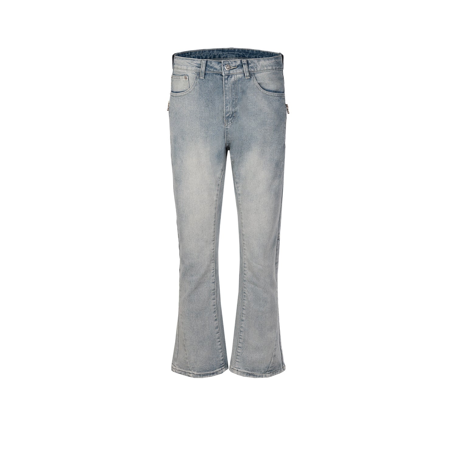 Men's And Women's Urban Zipper Decorative Pants Men's And Women's Washed White Old Parisian Jeans