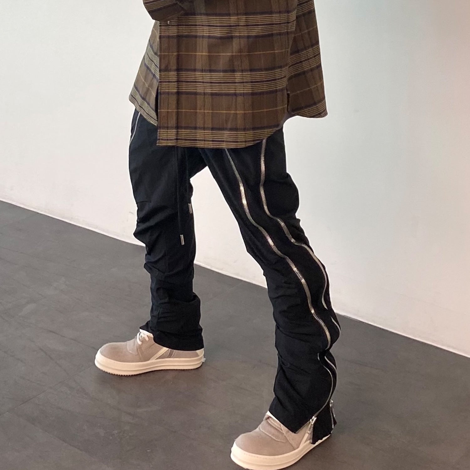 Men's Hip-Hop High Street Style Trousers Multi-Zipper Unisex Nylon Casual Pants
