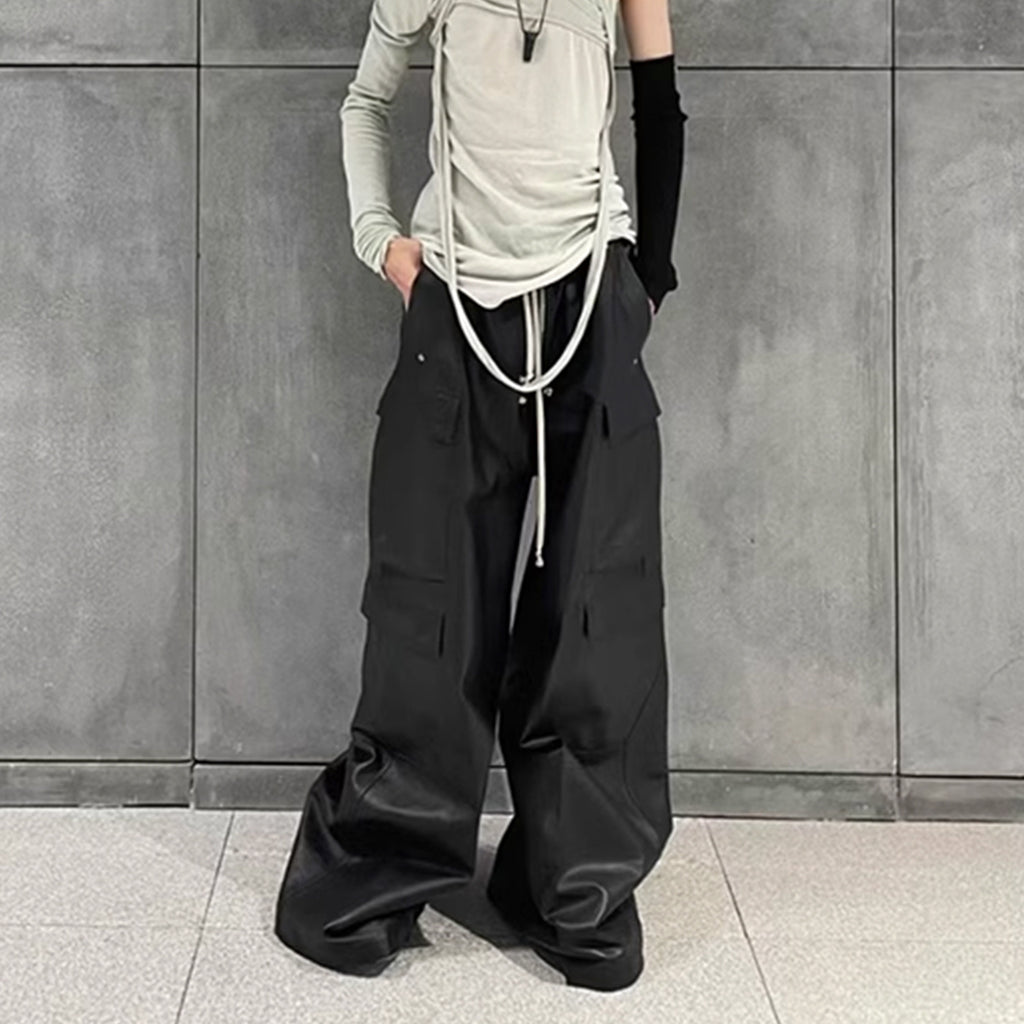 Men's And Women's Style Matte Surface Coated Coil Pants Men's And Women's Same Style Sliding Casual Pants Black