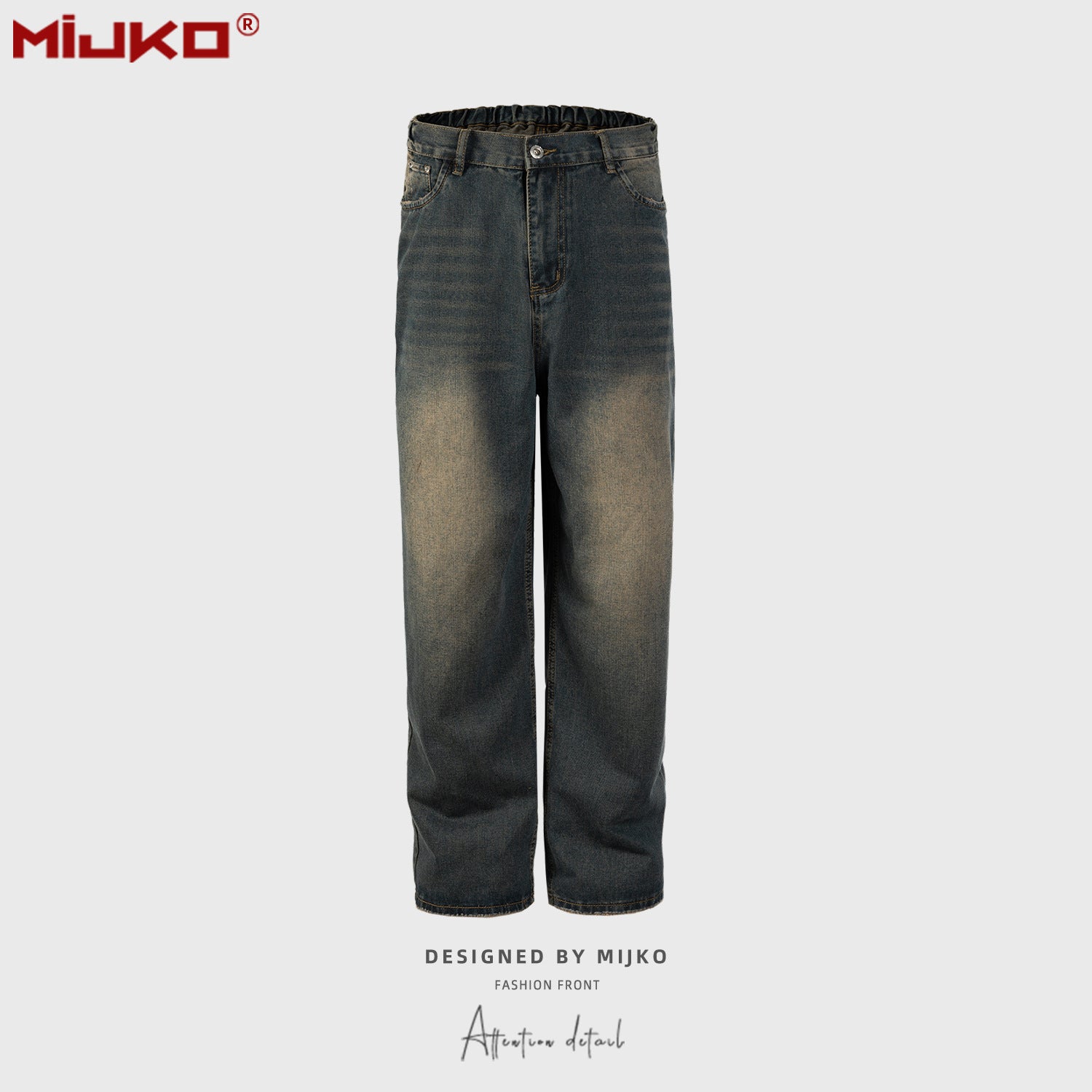 Men's Wear Women's Urban Vintage Washable Old Trousers Trendy Men's And Women's Straight Stretch Waist Jeans