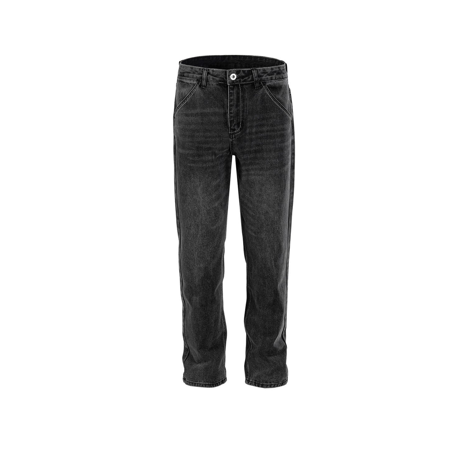 Men's Women's Urban Black And Grey Fried Color Wash Old Pants Men's And Women's Slim-Fit Straight-Leg Jeans Trendy