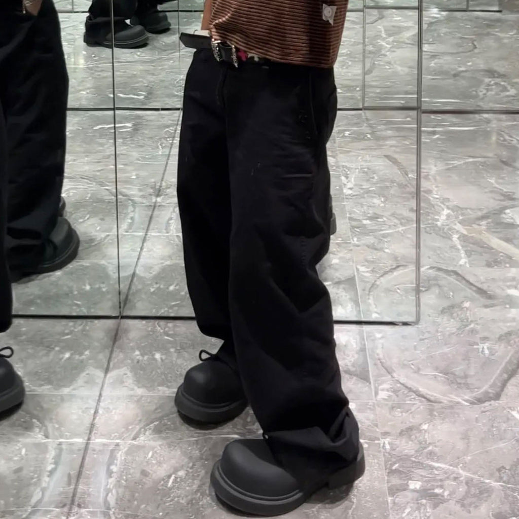 Men's Wear Women's Paris Wasteland Style Dark-check Crane Pants Unisex Straight Casual Pants With Buckle On Waist