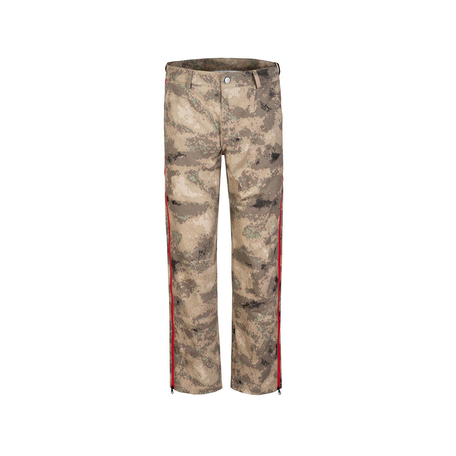Men's And Women's Hip-Hop Straight Trousers Camouflage Color Contrast Bar Side Full Open Zipper Casual Pants For Men And Women