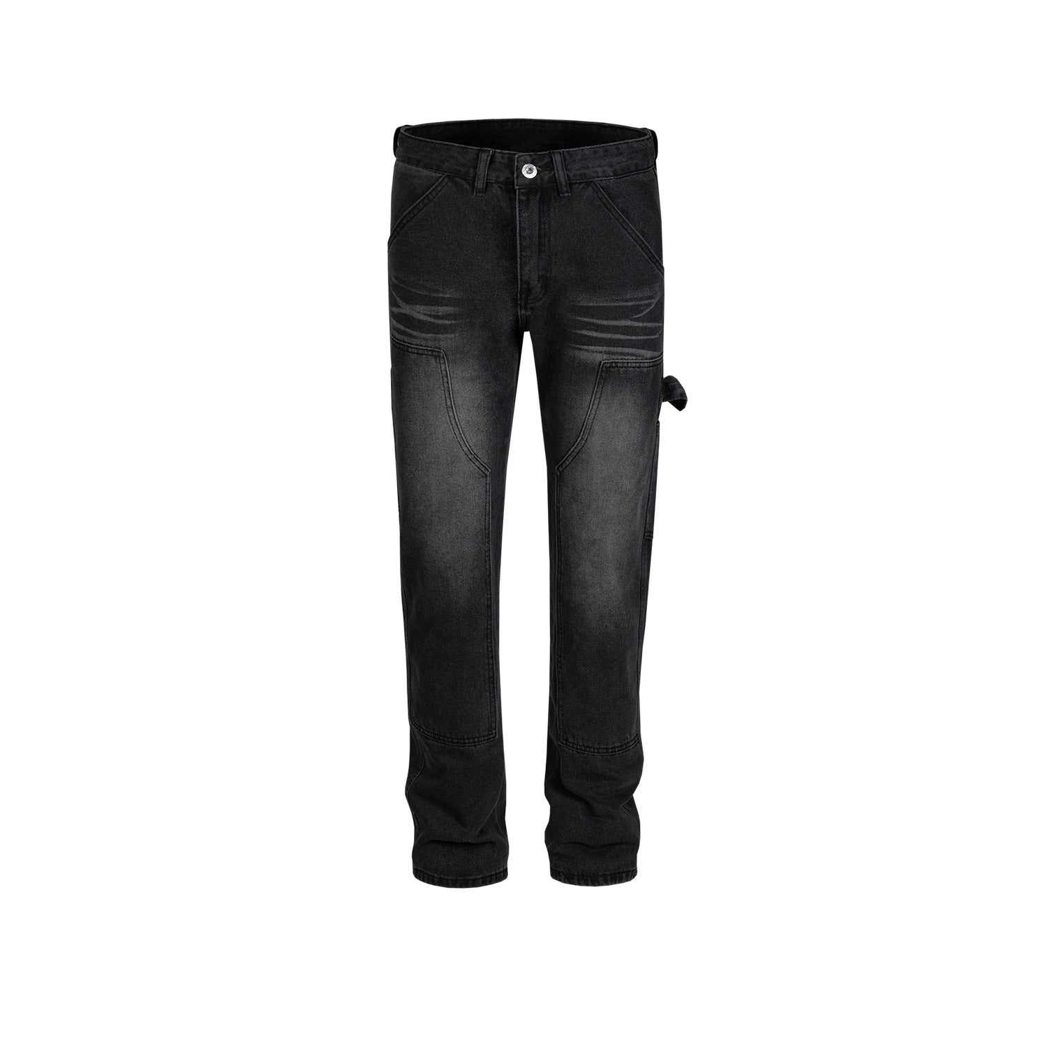 Men's And Women's Urban Washed Old And White Wided Pants With Embellishment Trendy Straight Jeans For Men And Women