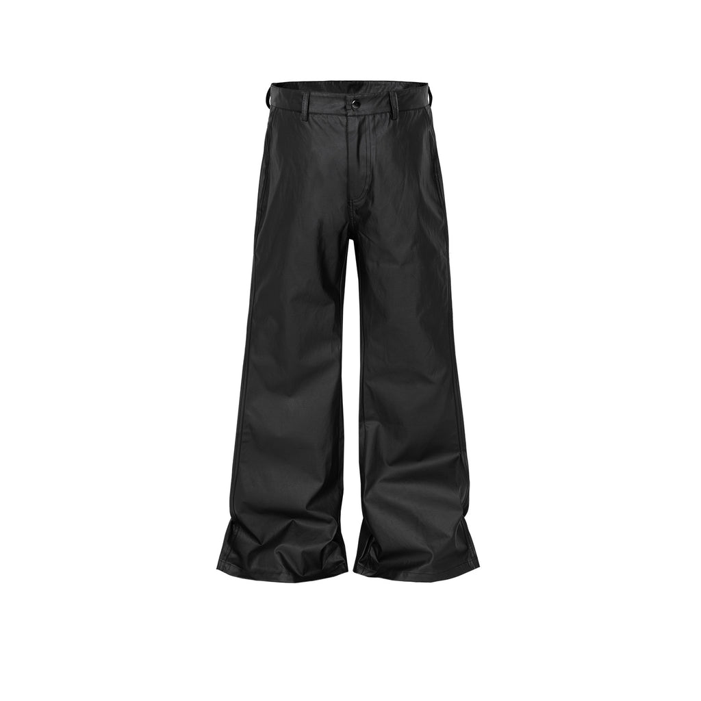 Men's And Women's Bright Face Wide-legged Micro-leggings Leg Trousers Unisex High Street Multi-size Black Casual Pants