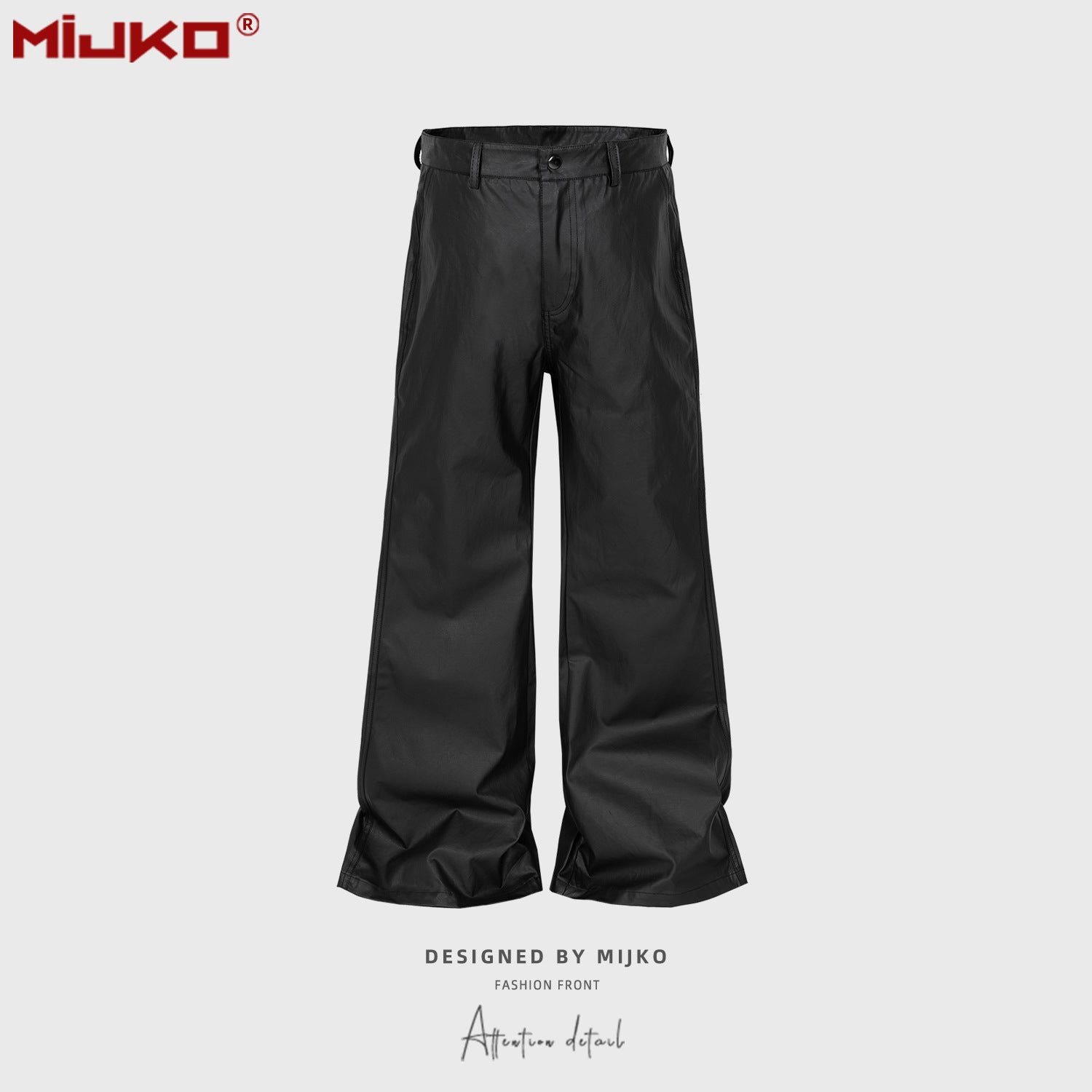 Men's And Women's Bright Face Wide-legged Micro-leggings Leg Trousers Unisex High Street Multi-size Black Casual Pants