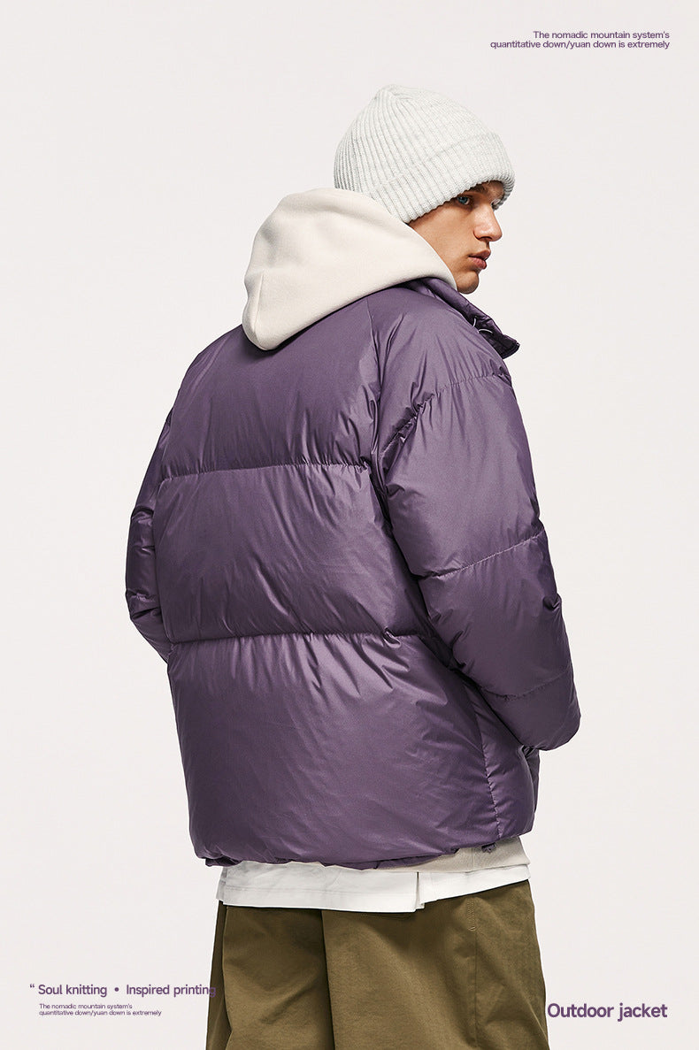 Teflon Three-proof Toast Down Jacket Autumn And Winter New 90 Velvet Solid Color High Collar Jacket Coat