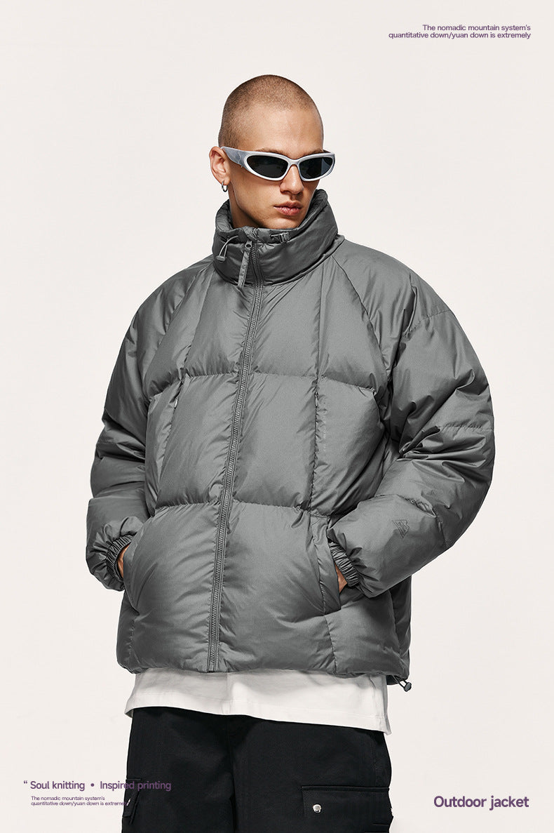 Teflon Three-proof Toast Down Jacket Autumn And Winter New 90 Velvet Solid Color High Collar Jacket Coat