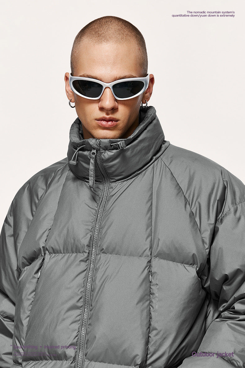 Teflon Three-proof Toast Down Jacket Autumn And Winter New 90 Velvet Solid Color High Collar Jacket Coat