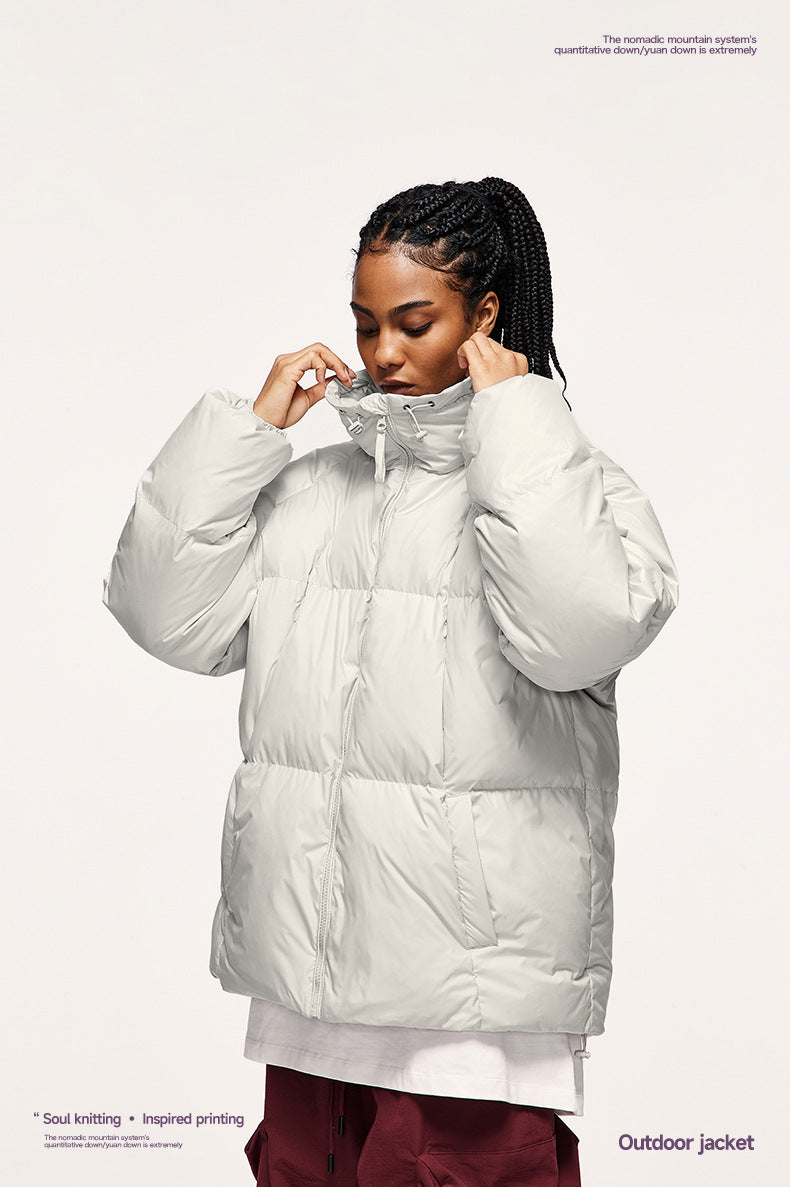 Teflon Three-proof Toast Down Jacket Autumn And Winter New 90 Velvet Solid Color High Collar Jacket Coat