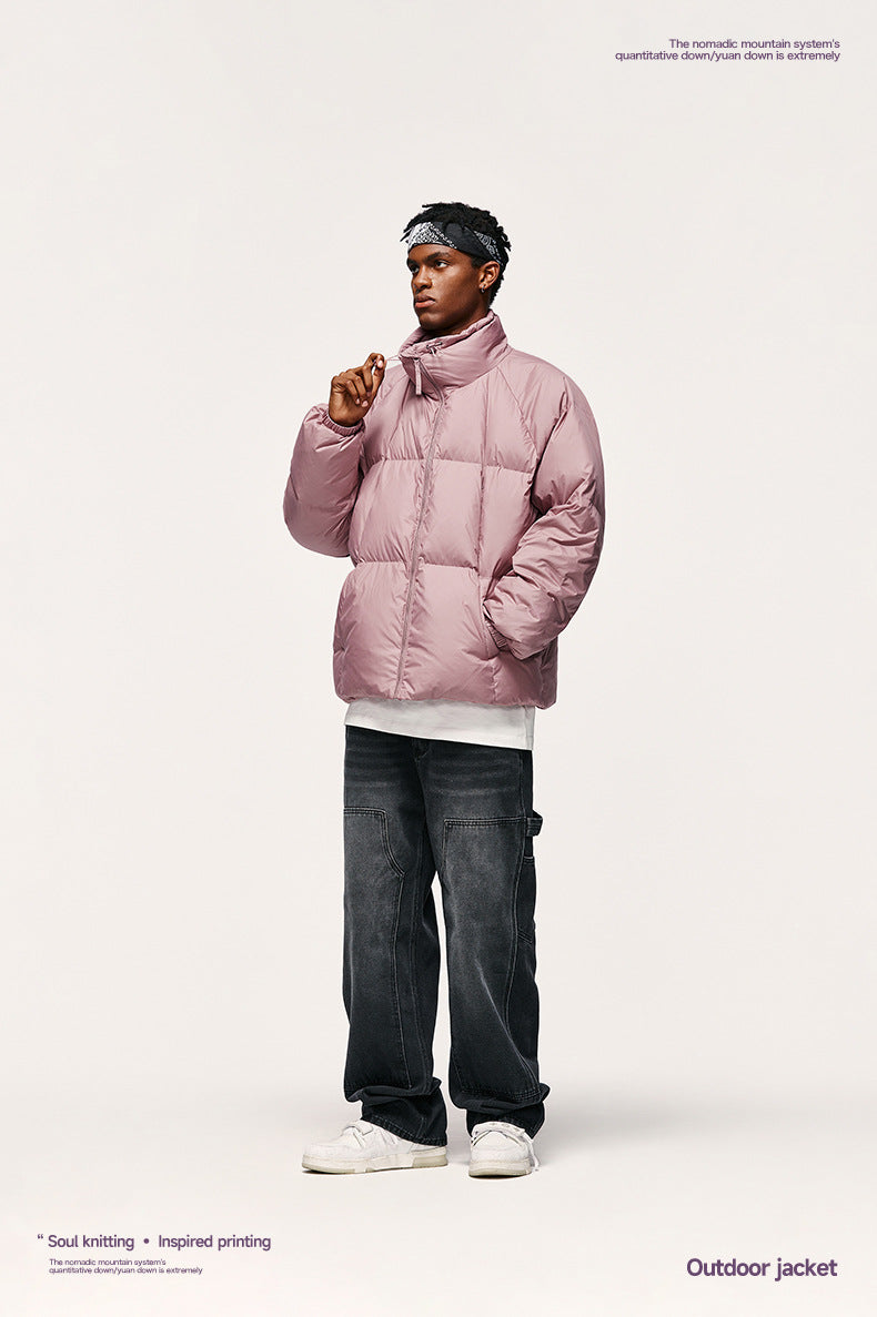 Teflon Three-proof Toast Down Jacket Autumn And Winter New 90 Velvet Solid Color High Collar Jacket Coat