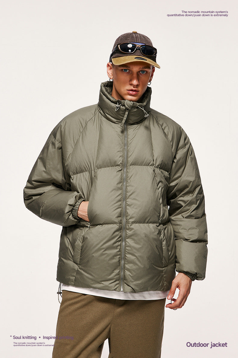 Teflon Three-proof Toast Down Jacket Autumn And Winter New 90 Velvet Solid Color High Collar Jacket Coat
