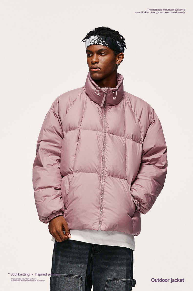 Teflon Three-proof Toast Down Jacket Autumn And Winter New 90 Velvet Solid Color High Collar Jacket Coat