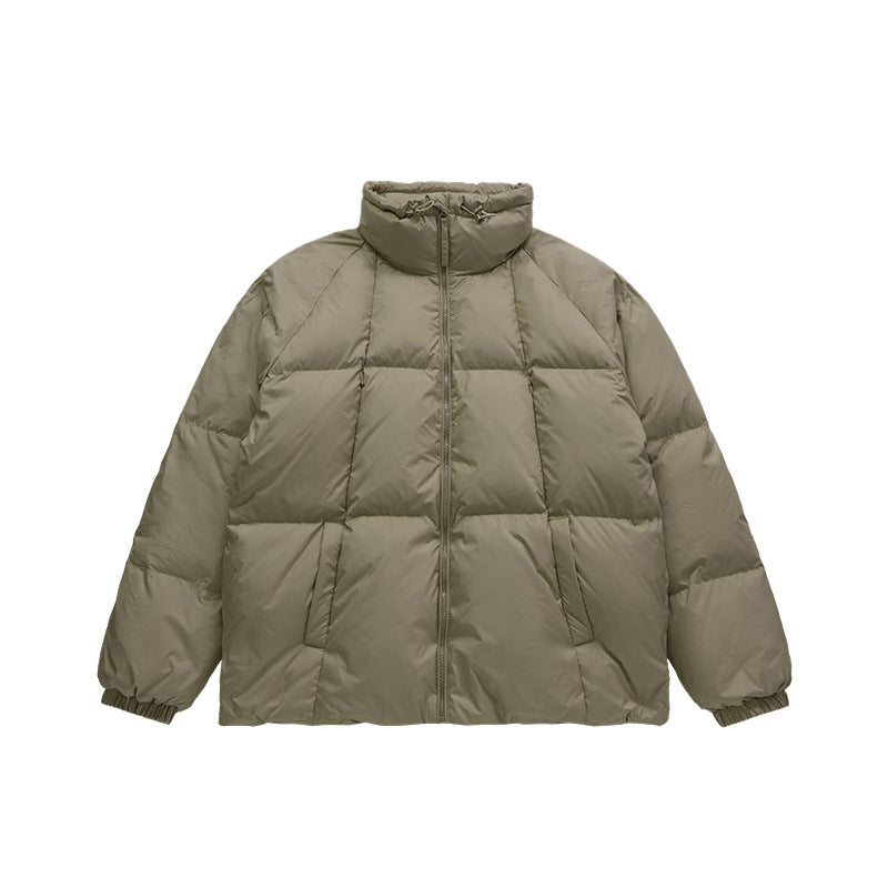 Teflon Three-proof Toast Down Jacket Autumn And Winter New 90 Velvet Solid Color High Collar Jacket Coat