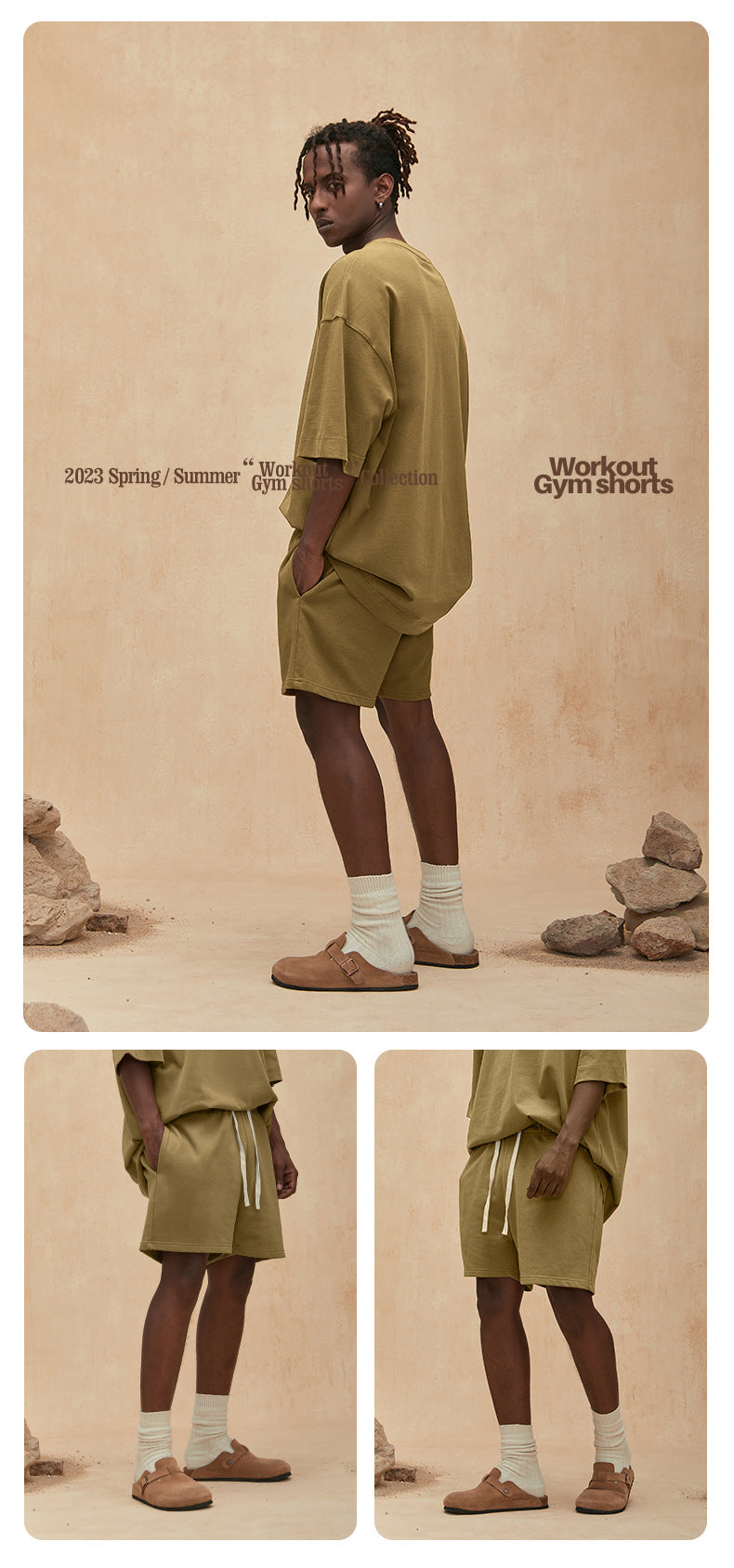 American Home Fitness Sports Shorts Summer New Fashion Brand Loose FOG Color Shorts Men