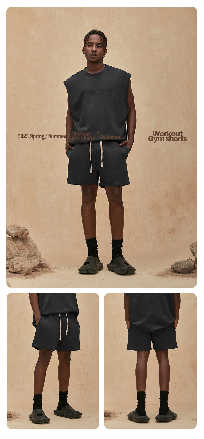 American Home Fitness Sports Shorts Summer New Fashion Brand Loose FOG Color Shorts Men