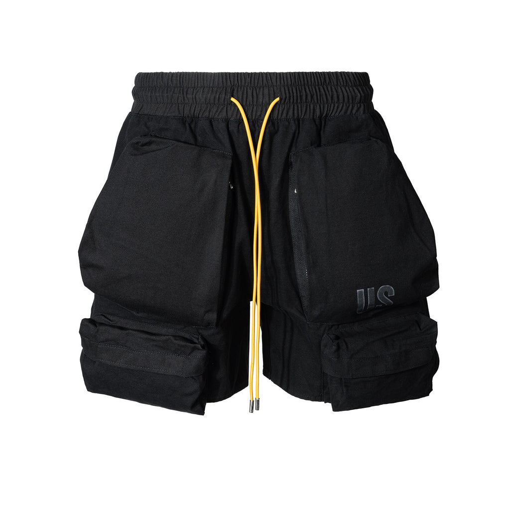 Men's Women's Spring And Summer Hip Hop High Street Washed Military Style Multi-Bag Pants Men's And Women's Drawstring Casual Shorts