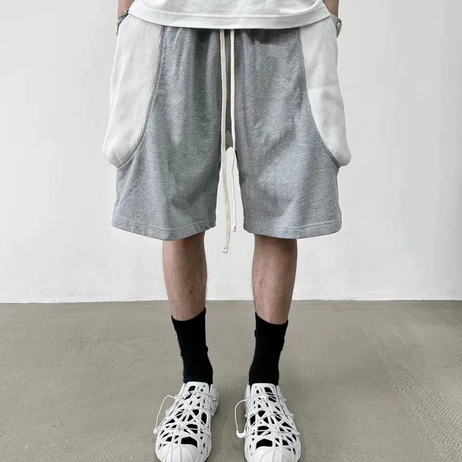 Men's And Women's Spring And Summer Stitching Side Double-Layer Big Pocket Casual Pants Men's And Women's High Street Contrast Color Trendy Shorts