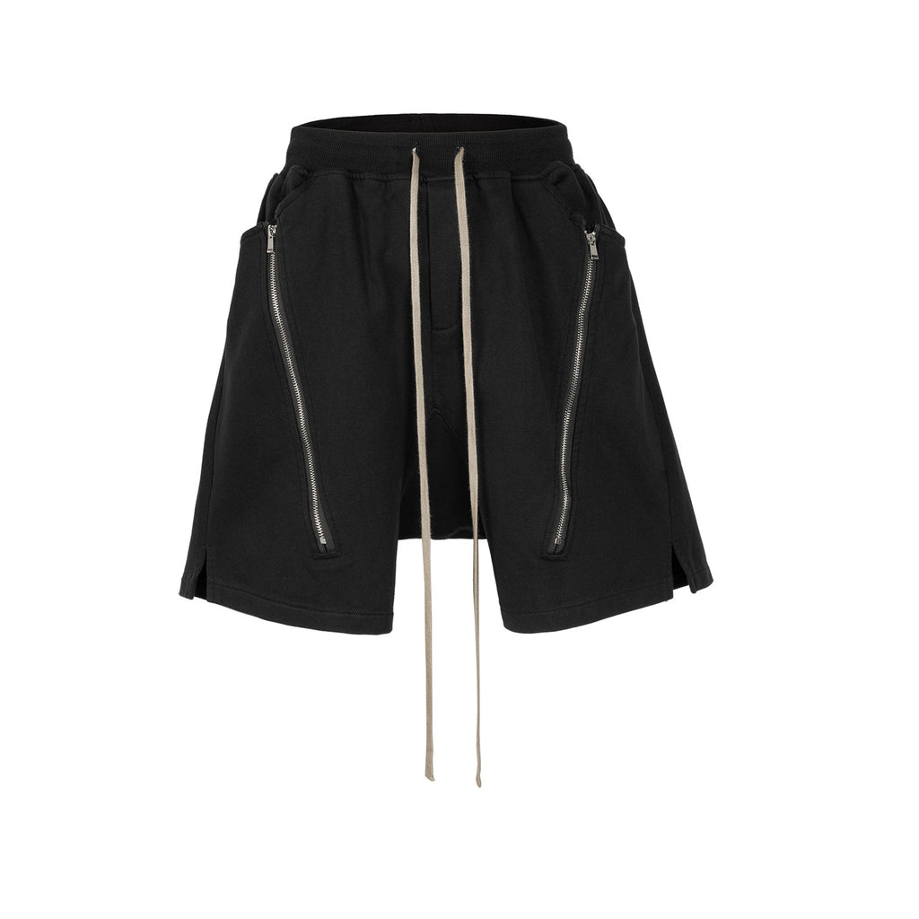 Women's Clothing Men's Spring And Summer Hip-Hop Casual Pants For Men And Women High Street Double Zipper Stitching Split Terry Shorts