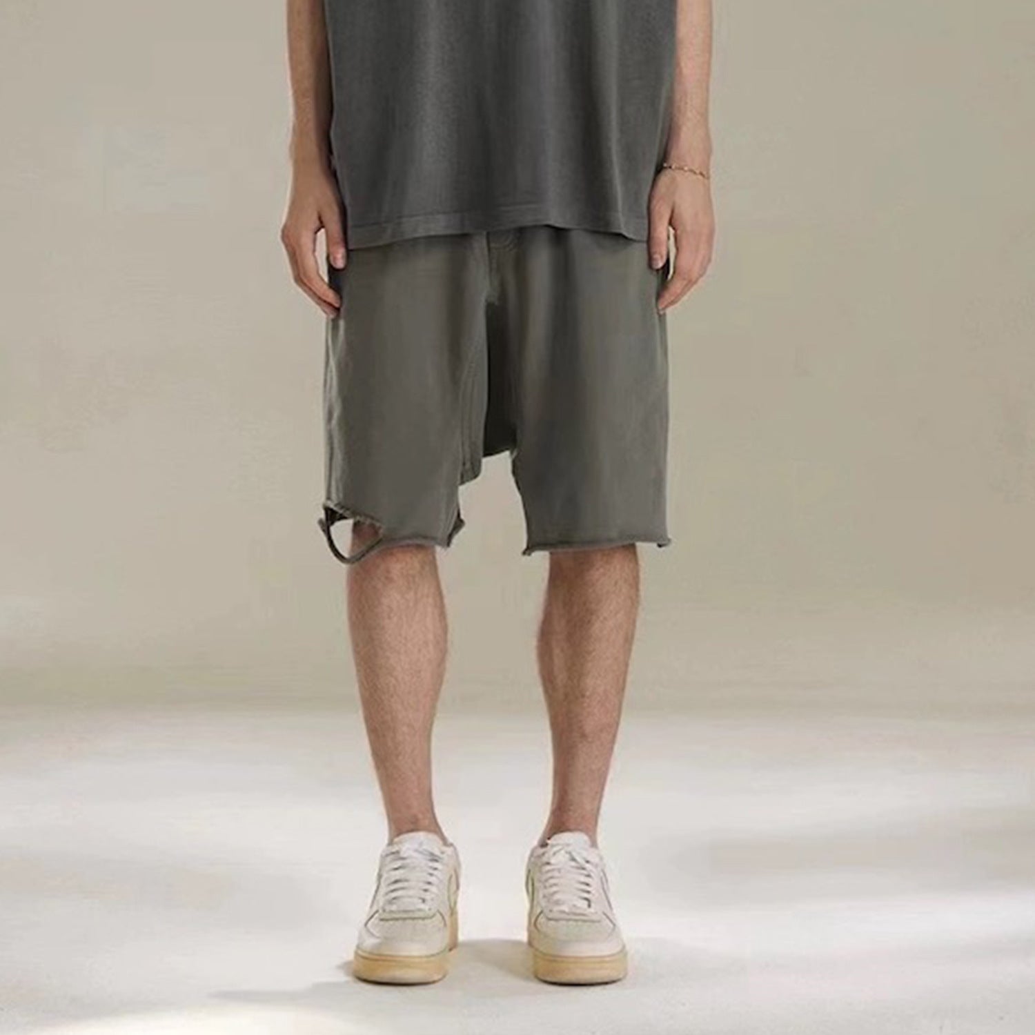 Men's Wear Women's Spring And Summer Casual Pants Unisex High Street Washed Knife Cut Leg Cotton Trendy Shorts