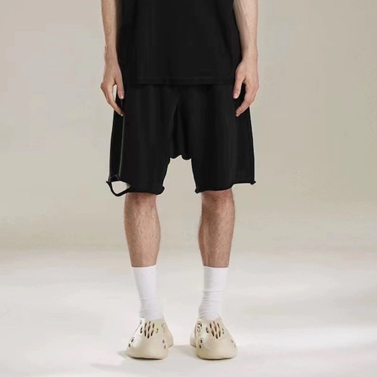 Men's Wear Women's Spring And Summer Casual Pants Unisex High Street Washed Knife Cut Leg Cotton Trendy Shorts