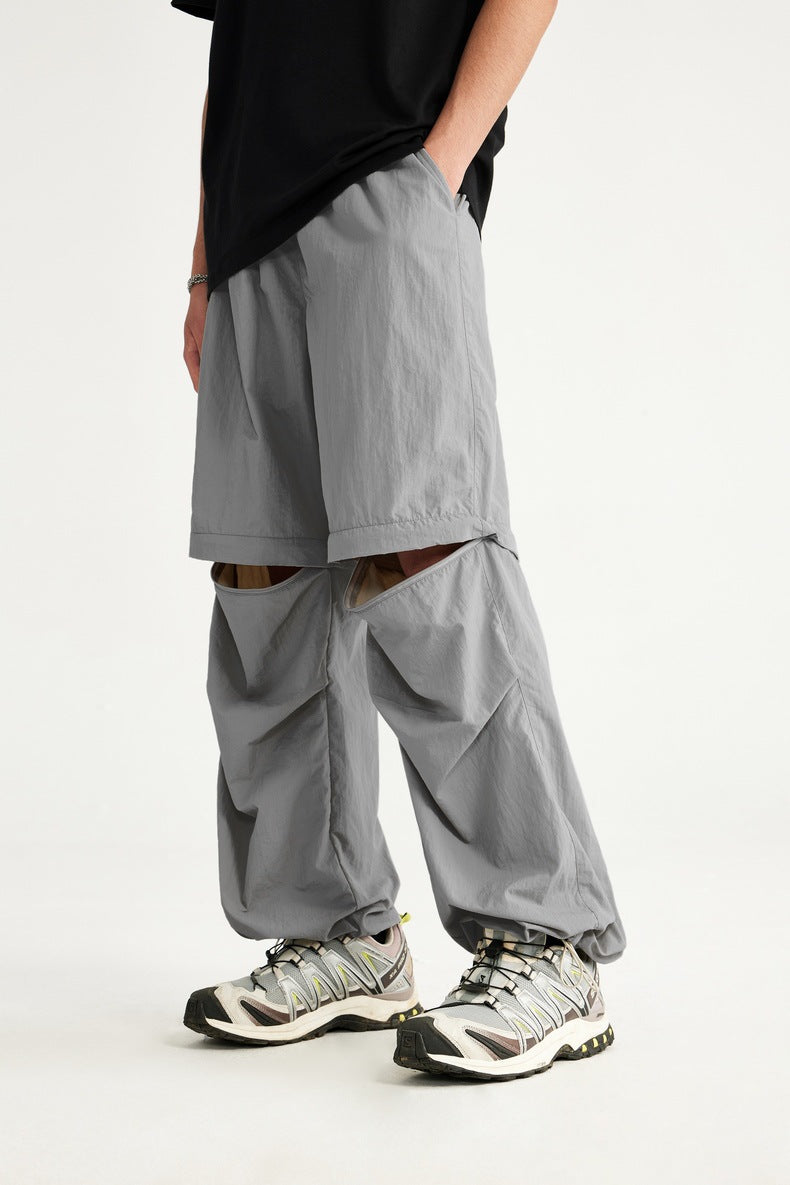 2025 Spring And Summer New Wide Leg Disassembly Pants One Pants Wear Waterproof Casual Big Leg Straight Pants For Men