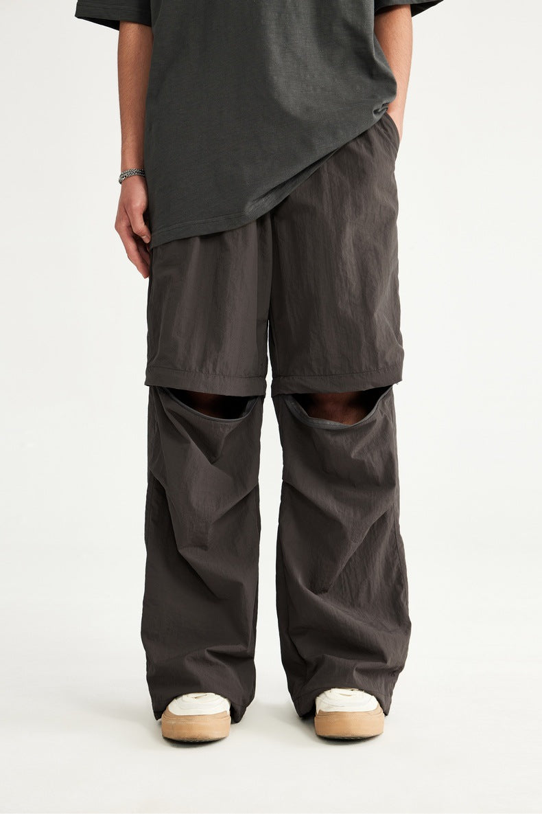2025 Spring And Summer New Wide Leg Disassembly Pants One Pants Wear Waterproof Casual Big Leg Straight Pants For Men